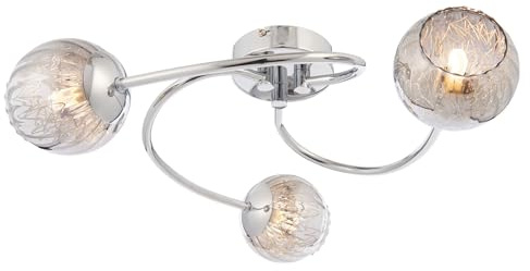 Endon 73642 Aerith Three Light Semi Flush Ceiling Light In Chrome And Smokey Mirror Glass Shades