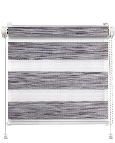 Clever-Kauf-24 Klemmfix Click 3 in 1 Doppelrollo Stone Kieselgrau | Duorollo auch für Wand- und Deckenmontage | fertig vormontiert für einfache Montage (90x215cm (Stoffbreite 86cm))
