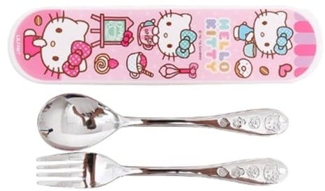 Hello Kitty kids Spoon, Fork, Travel case Set