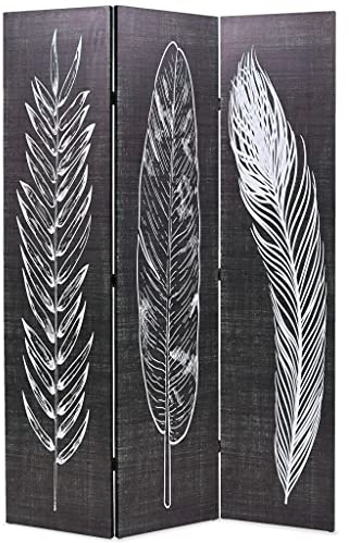 vidaXL Raumteiler klappbar 120 x 170 cm Federn Schwarz-Weiß