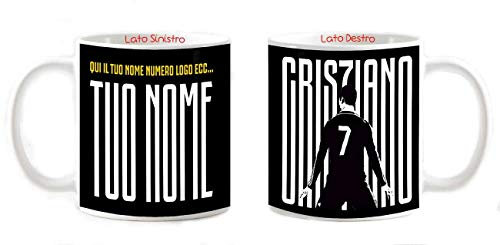 csm informatica Tazza Mug Personalizzabile con il tuo nome foto/logo per Tifoso Bianconero e di CR7 Ronaldo, Gadget regalo non ufficiale utilizzabile come contenitore portapenne scrivania