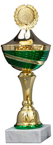 Henecka Pokal Serie Zariana, Gold-grün, mit Wunschgravur und auswählbarem Sport-Emblem, Größe 29 cm