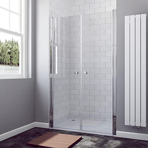 Duschtür Glas Nische Pendeltür Dusche 140 cm Verstellbereich 138-141 cm Höhe 197 cm Duschabtrennung Nischentür Chromoptik 6 mm Sicherheitsglas klar mit Nanobeschichtung