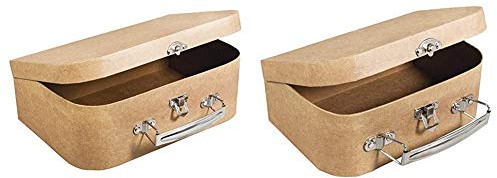 Rayher 67206000 Pappmaché Koffer, 24 x 16 x 8 cm, mit Metallgriff und Schnappverschluss & 67204000 Pappmaché Koffer, 12 x 8,5 x 5 cm, FSC Zertifiziert, mit Metallgriff und Schnappverschluss