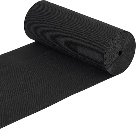 BENECREAT 3.3 Yard/3m 150mm breites flaches Gummiband Schwarz Schwerer Stretch Strick für das Kleidungsnähprojekt