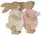 CHICCIE 2 Set Osterhase Mit Fell Stehend Weiß Rosa 27cm - Deko Hase Osterdeko