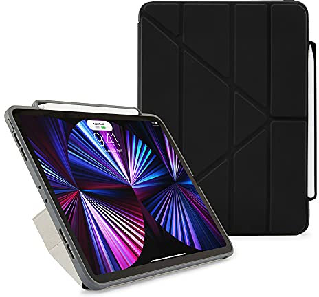 Pipetto Estuche para iPad Pro 11 (2018/2020/2021) Origami | Funda con Soporte 5 en 1 Resistente a los Golpes | Carga Apple Pencil 2 | 99,9% Antibacteriano iPad Case - Negro