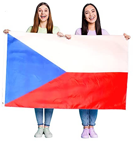 Bandera de la República Checa para decoración de disfraces x12 – Bandera checa grande con ojales aproximadamente 5ft x 3ft – Fútbol, rugby – eventos deportivos, festivales y celebraciones