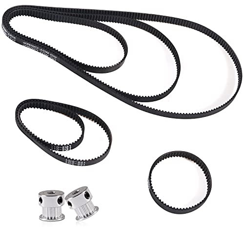 ALAMSCN 6 Stück GT2 Geschlossener Zahnriemen 110mm 122mm 158mm 200mm 300mm 400mm + 2 Stück 2GT Zahnriemenscheibe 20 Zähne 5 mmBohrung für 3D Drucker