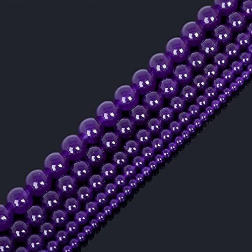 DOOLY 15 '' Strand 4mm / 6mm / 8mm / 10 mm / 12 mm Forma Redonda Natural Dark Purple Jades Piedras de Piedra para Bricolaje Pulsera de Cristal Joyas
