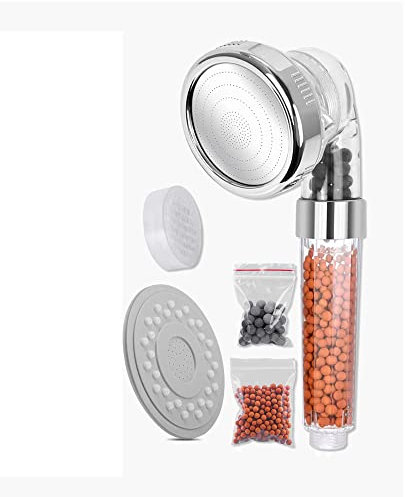 AQUATEK Ionic Shower Head with Beads Handheld High-Pressure Water-Saving 3 Modes Adjustable Hard Water Filter Shower Head Low Water Pressure Contains Additional Replaceable Mineral Beads