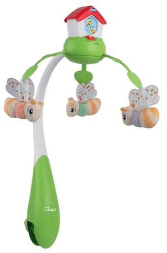 Chicco Baby Wiege Mobile Bienenhaus, Kinderbett Karussell, Kleinkind Glockenspiel mit bunten Bienen, Lichtprojektionen und beruhigende Musik, 3in1 Modus, Kinderbett Stand, Baby Spielzeug, 0+ Monate