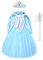 URAQT Mädchen Kostüm ELSA Kleid mit Umhang, Kinder Prinzessin Kleid Cosplay Kostüme, Kinder Verkleidung Party Weihnachten Halloween Fest, mit Elsa Krone Zauberstab (120)