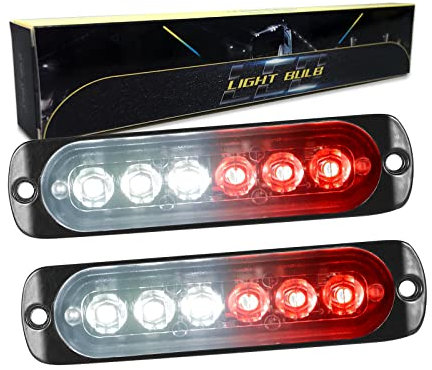 RIGIDON 2 Pièces 4.3 pouces 6 led barre lumineuse stroboscopique, 12v 24v clignotant gyrophare police feux de remorque, pour voiture camion off road ATV 4x4 vehicule, feu antibrouillard blanc rouge