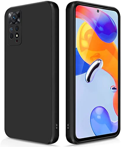 GiiYoon Hülle Kompatibel mit Xiaomi Redmi Note 11 Pro 4G/5G, Hochwertiges Liquid Silicone Case, Rundumschutz Handyhülle, Kratzfestes Weiches Mikrofaserfutter- Schwarz