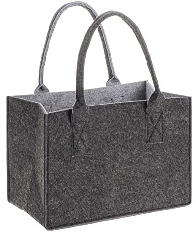 GLOREX 6 1212 271 - Filztasche in moderner Optik, ca. 26 x 38 x 24 cm groß in Anthrazit/Grau, Einkaufstasche zum Verstauen und Transportieren von Lebensmitteln, pflegeleicht