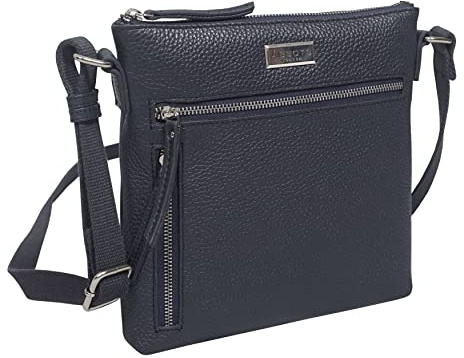 ASSOTS Leather Crossbody Bag for Women – Cell Phone Crossover Shoulder Purse with Adjustable Strap, Triple Zip Small Travel Bag (Rue Navy Pebble Grain)
