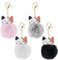 Create idea 4 Stück Katze Schlüsselanhänger Flauschige Kunstpelzkugel Anhänger Schlüssel Dekoration Auto Ornament Frauen Handtasche Zubehör Schwarz Weiß Grau Rosa