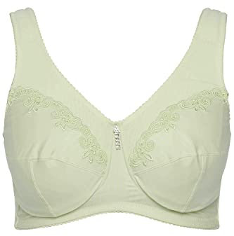 Ulla Popken Damen Entlastungs-BH, ohne Bügel, Strassanhänger, Cup C - G BRA, helles salbei, 115E