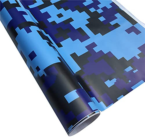 Camouflage Auto Folie,Auto Vinylfolie Selbstklebende Tarnung Fahrzeug Lackschutzfolie Auto Schutzfolie Wrapping DIY Vinyl Folie Autoaufkleber für Auto Motorrad Fahrrad,30cmx152cm,Blau