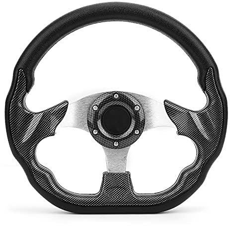 Tbest Volante corsa in stile fibra di carbonio universale 320MM per auto con bottone clacson, Accessorio per modifica interna auto