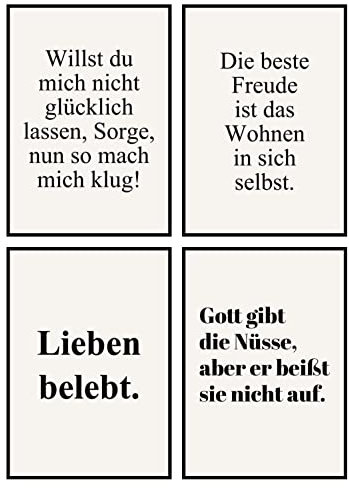 Posterset Goethe 4 Poster DIN A4 schwarz weiß Motivation - Affirmationen Schlafzimmer Küche Wandbild Wanddeko Poster Set ohne Rahmen Affirmationsbilder