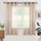 Woaboy Voile Gardinen Kurz Vorhänge Transparent Wohnzimmer mit Ösen Stores Gardinen Schlafzimmer Ösenvorhang Scheibengardine Schlaufengardinen Modern 2er Set 140x137 cm (B x H) Beige