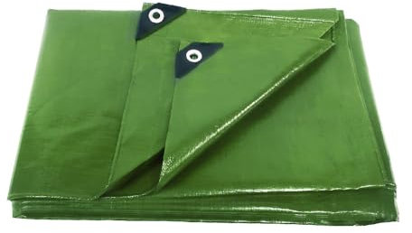 ANSIO Tarpaulin 3m x 4m / 10ft x 13ft Tarpaulin Sheet 70 GSM Economy Tarpaulins - Green