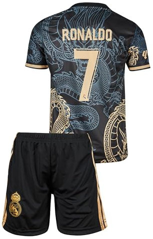 Amdrabola Madrid No 7 Dunkelblau Drachen Fußball Kinder Trikot,Spezieller Entwurf, Fussball, Limitierte Auflage, Beschränkte Auflage, Kommen Sie mit Shorts (164,Dunkelblau)