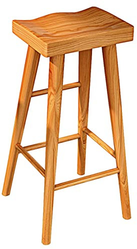 Hocker Hoher Barstuhl aus massivem Holz mit Zapfenstruktur, für Restaurant-Balkonbar-Dekoration, Teakholzfarbe (Größe: 65 cm, Farbe: Teakholzfarbe) (Teakholzfarbe 65 cm) Made in China