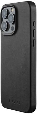 Mujjo Leather Phone Case - Fits iPhone 15 Pro Max - MagSafe Compatible - Premium European Leather - Enhanced Phone & Camera Lens Protection - Crafted with Recycled Materials - Slim Profile - Black