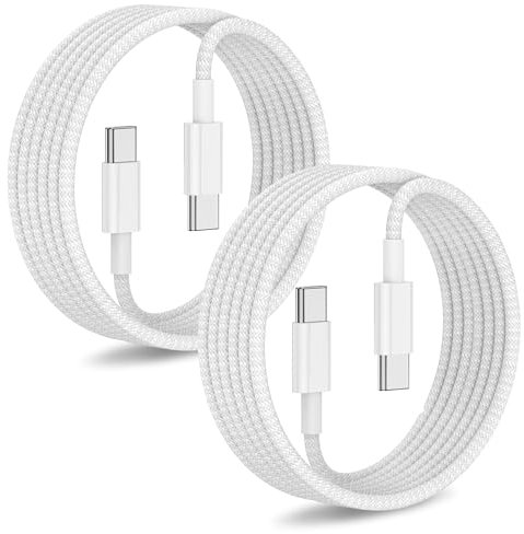 Tipo C a Tipo C Cable de carga rápida para iPhone16/ 15,2Pack Nylon trenzado USB C a USB C 2M, Apple MFi Certified】 Cable para iPhone16/ 15 / MacBook/iPad Air/Mini/Pro/Samsung 23/22