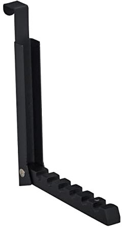 Relaxdays Set 2 Colgadores Plegables Puerta, Gancho con 6 Ranuras Perchas Ropa, Perchero Metal y Madera, 21x2,5x18 cm, Negro