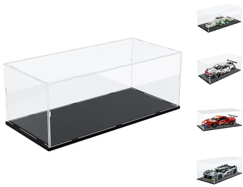 Nynelly Acryl-Vitrine für 1:10 Maßstab Druckguss, Auto-Modellauto, verdickte, transparente Acryl-Vitrine für Lego 42096 42125 42156, Aufsatzvitrine für Sammlerstücke, staubdichte Vitrine (schwarzer