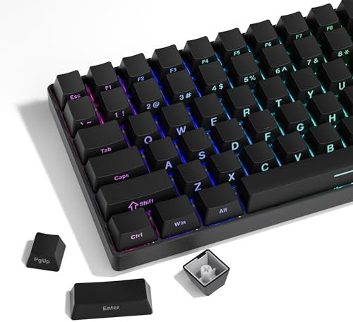 LQXQ PBT 136 Tasten Transparente, OEM Profil Double Shot Shine Custom Tastenkappen, Side Print Tasten für mechanische Tastaturen, Schwarz