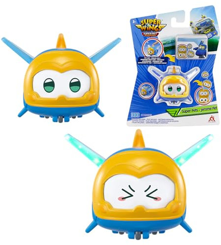 Super Wings Super Jerome Pet 2 inch, mit schaltbarem Gesichtsausdruck, mit Blitzeffekt, tragbar, Jungen und Mädchen Spielzeug für 3 4 5 6 7 8 Jahre alt