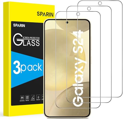 SPARIN 3 Stück Schutzfolie für Samsung Galaxy S24/S25 Panzer Schutz Glas, HD-Klar, Fingerabdruck-ID Kompatibel, 9H Härte, Anti-Kratzen