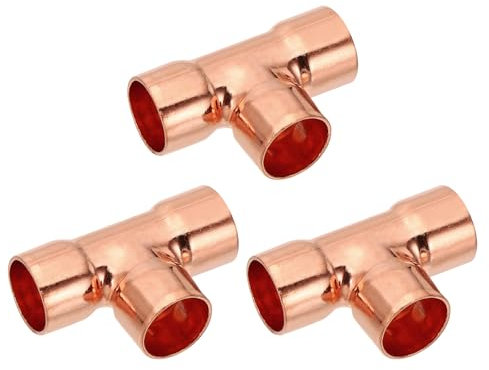 PATIKIL 5/8 ID 1mm Spessore Raccordo in Rame a T, 5pz 99,9% Vie Puro Raccordo per Tubo in Rame Connettore Tubo a Raggio Corto con Connessione a Saldare a Caldo