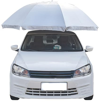 Parasol De Voiture Ouvrir Manuellement, Auvent De Voiture Portable, Auvent De Voile D'ombrage Extérieur, Auvent De Carport Amovible, Parasol De Protection Solaire Isolant(Silver,260cm)