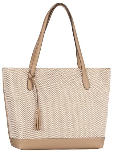 Gabor bags Annett Damen Shopper Umhängetasche Reißverschluss Groß Beige