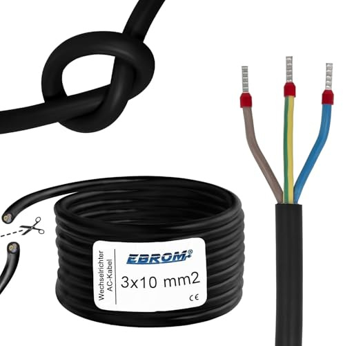 EBROM Wechselrichter AC Gummileitung H07RN-F 3x10 mm² Länge: 24 m 3G10 mm2