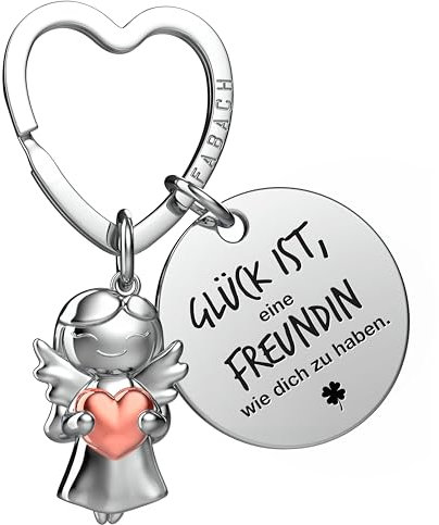 FABACH Beste Freundin Schlüsselanhänger Schutzengel mit Herz und Gravur - Beste Freundin Geschenke Schlüsselanhänger - Beste Freundinnen Geschenk Engel Glücksbringer Beste Freundin