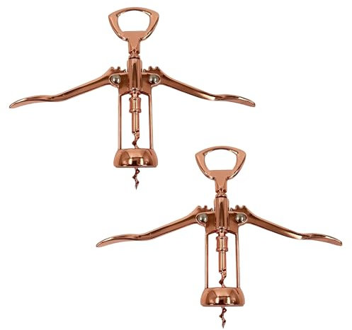 Premium Twin Lever Corkscrew in Elegant Copper Finish - Effortlessly Uncork Your Favorite Wines (2, Copper)