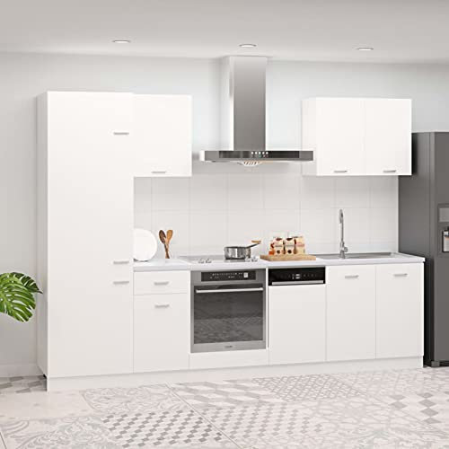ShGaxin 7-teiliges Küchenmöbel-Set, Küchenspüle, Küchenspüle, Arbeitsplatte, komplette Küchen, modulare Küchenmöbel, weiße Spanplatte