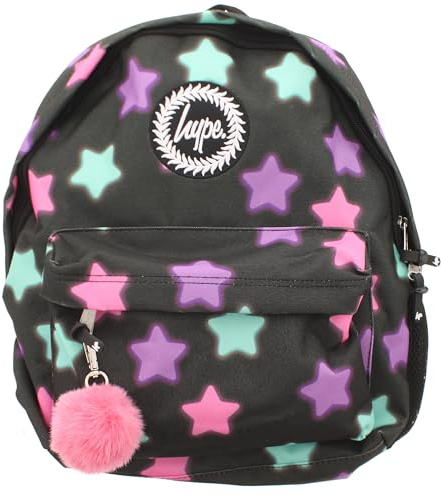 hype Rucksack für Schule, Uni, Freizeit, Arbeit, Wandern, für Kinder, Jungen, Mädchen, Teenager, Männer und Frauen, Black Star Glow, Einheitsgröße, Klassisch