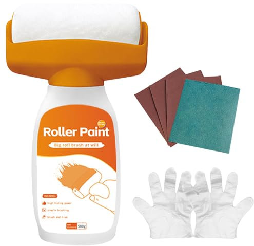 500g Wandfarbe Ausbessern Weiß,Wandreparatur-Rollbürste Mit Wandreparaturpaste,Ausbesserungsfarbe Weiss Roller,Wand Reparatur Rollbürste Für Graffiti Kratzer Flecken Risse Und Beschädigte Wände