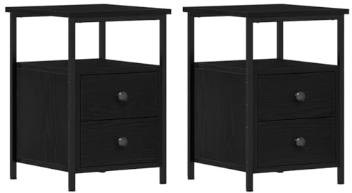 vidaXL Nachttische 2 STK. Schwarze Eiche 34x35,5x50 cm Holzwerkstoff