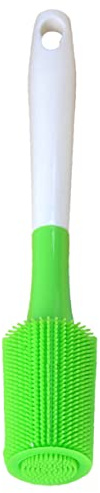 DEARMAMY Long Handle Bottle Cleaning Brush Flexible Scrubber for Narrow Neck Tumblers Wine Glasses Milk Bottles Convenient Drying Storage with Hanging Green
