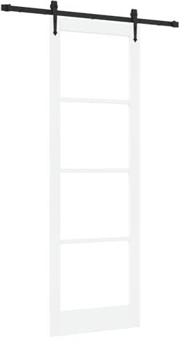 vidaXL Porte Coulissante ORKDAL Blanc 78 x 232 cm Bois et métal, Salle à manger, porte coulissante moderne, cloison mobile, barrière fonctionnelle, style design.