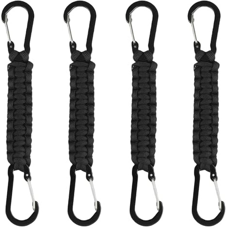 4pcs Braided Paracord Keychain with Carabiner Clips, Heavy Duty Lanyard Key Chain Outdoor Keyring for Camping, Hiking, Survival, and Backpacking, Climbing Hook Key Holder for Men and Women